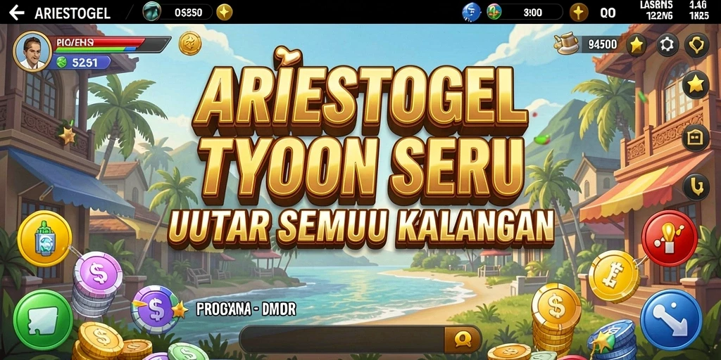 Tampilan gameplay menarik dari ARIESTOGEL yang menampilkan strategi Tycoon.