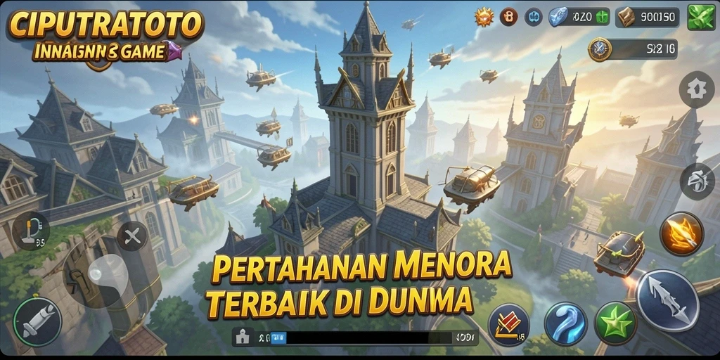 Tampilan seru dari gameplay Tower Defense yang mendebarkan.