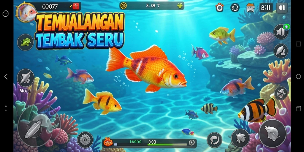 Screenshot COO77 menampilkan aksi menembak ikan yang mendebarkan.