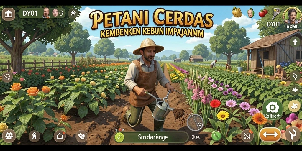 Screenshot gameplay DY01 menampilkan aktivitas bertani yang seru dan dinamis.