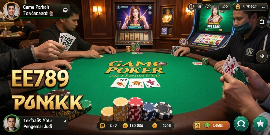 Screenshot gameplay Poker EE789 yang menampilkan suasana permainan yang mendebarkan.