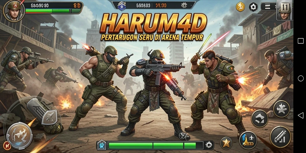Screenshot utama HARUM4D menampilkan pertarungan mendebarkan.