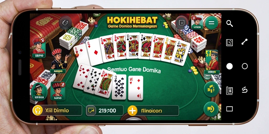 Screenshot gameplay HOKIHEBAT dengan tampilan domino yang menarik.