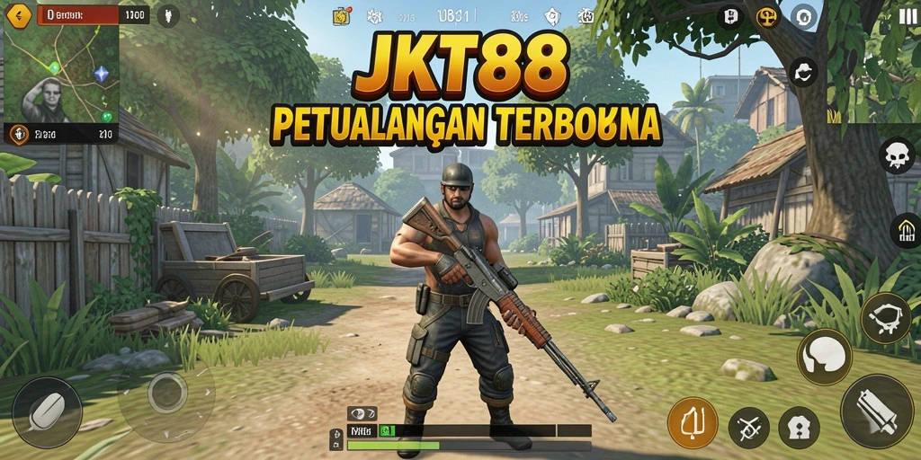 Screenshot gameplay JKT88 menampilkan eksplorasi dunia terbuka yang luas dan penuh warna.