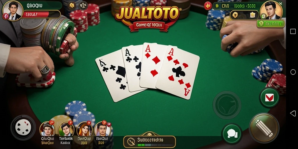 Screenshot gameplay JUALTOTO menampilkan aksi QiuQiu yang menegangkan.