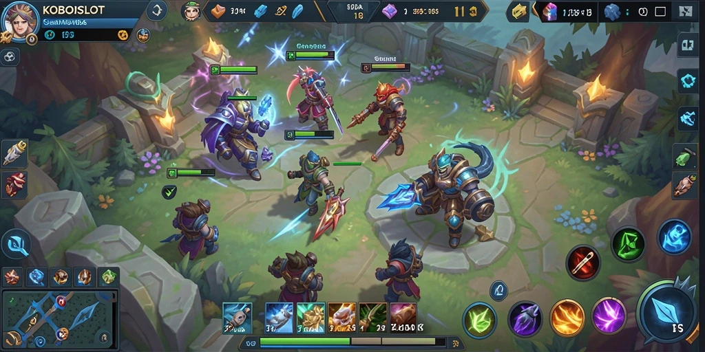 Tampilan gameplay KOBOISLOT yang mendebarkan dalam pertempuran MOBA.