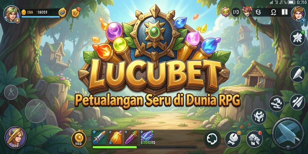 Screenshot menunjukkan pertempuran epik di dalam dunia RPG LUCUBET.