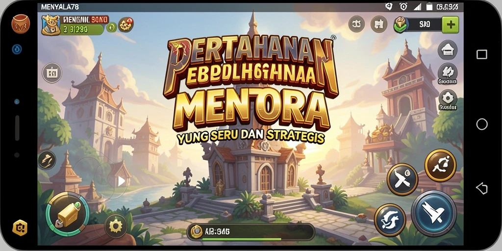 Screenshot gameplay <strong>MENYALA78</strong> menunjukkan aksi menara dan musuh yang seru.