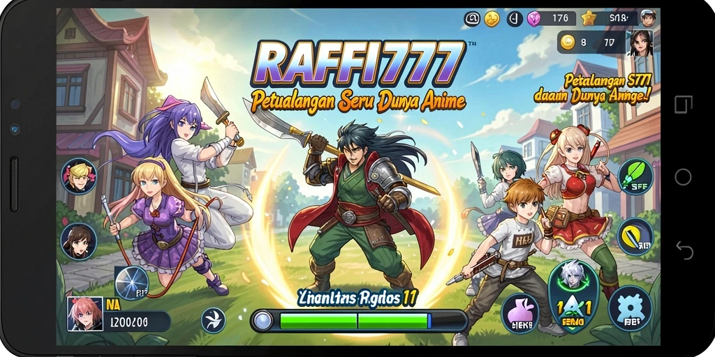 Tampilan gameplay RAFFI777 dengan karakter anime yang memukau.