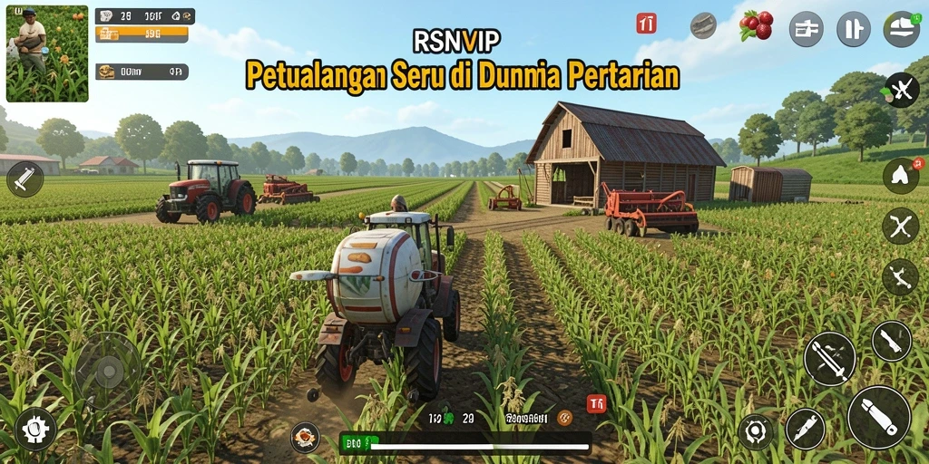 Screenshot utama RSNVIP menunjukkan gameplay berkebun yang menawan.