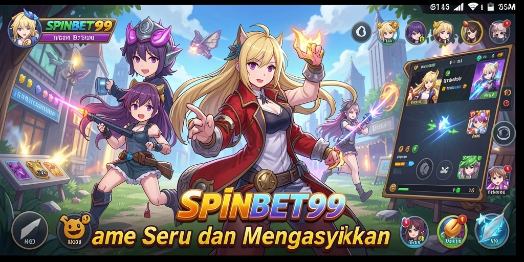 Tampilan gameplay seru dari SPINBET99 dengan karakter Anime.